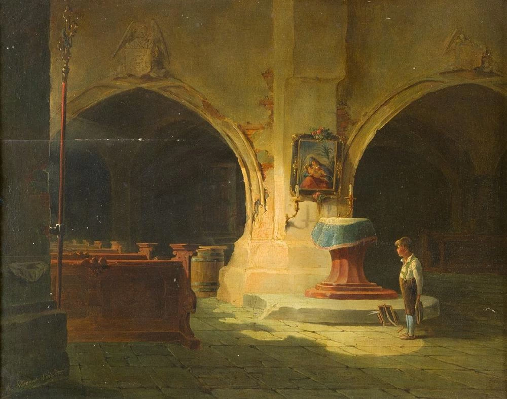 Ragazzo in una chiesa